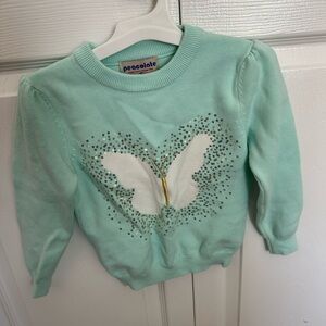 Kids Mint Sweater with Butterfly Design